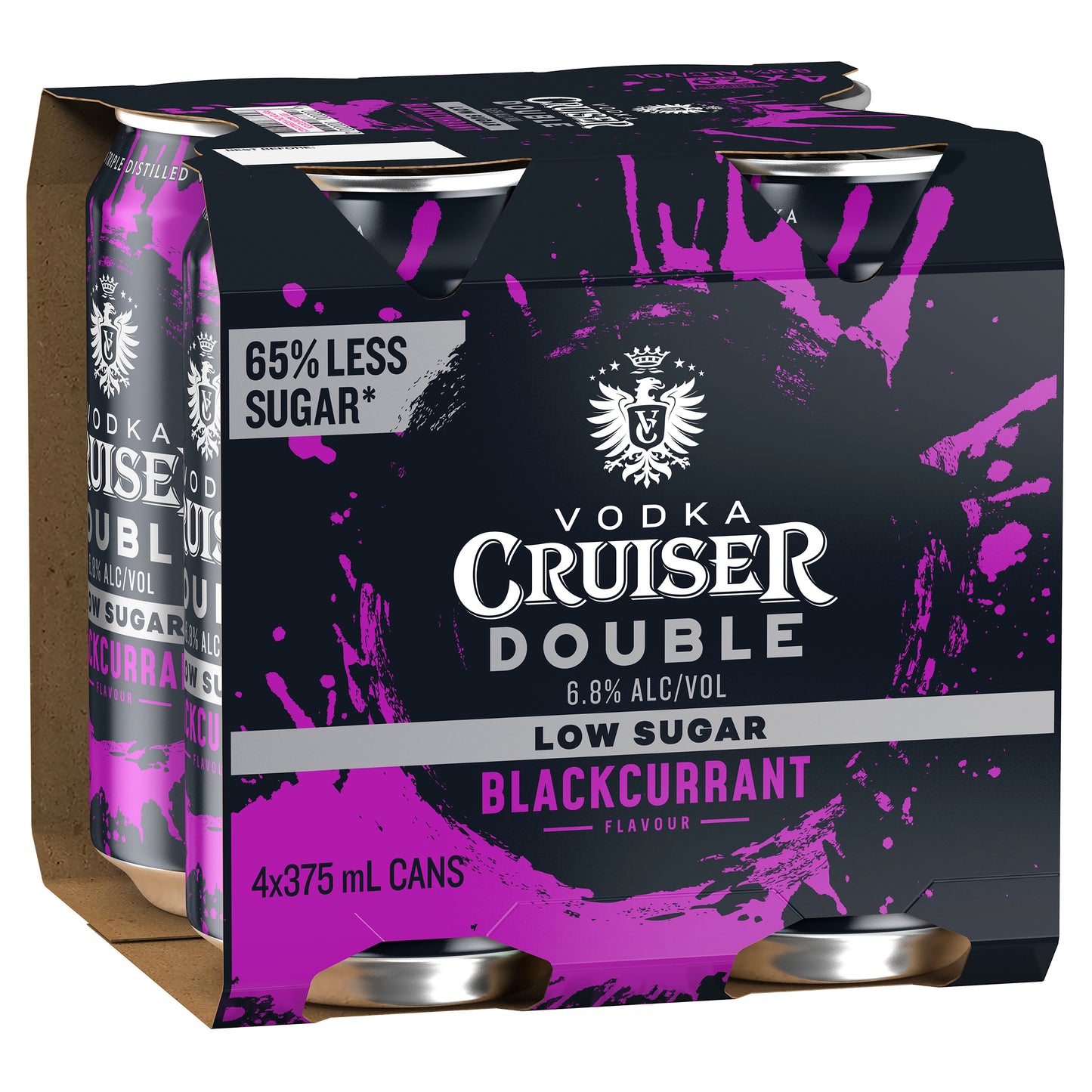 Vodka Cruiser Double Low Sugar Blackcurrant 6.8% Cans 375ml
