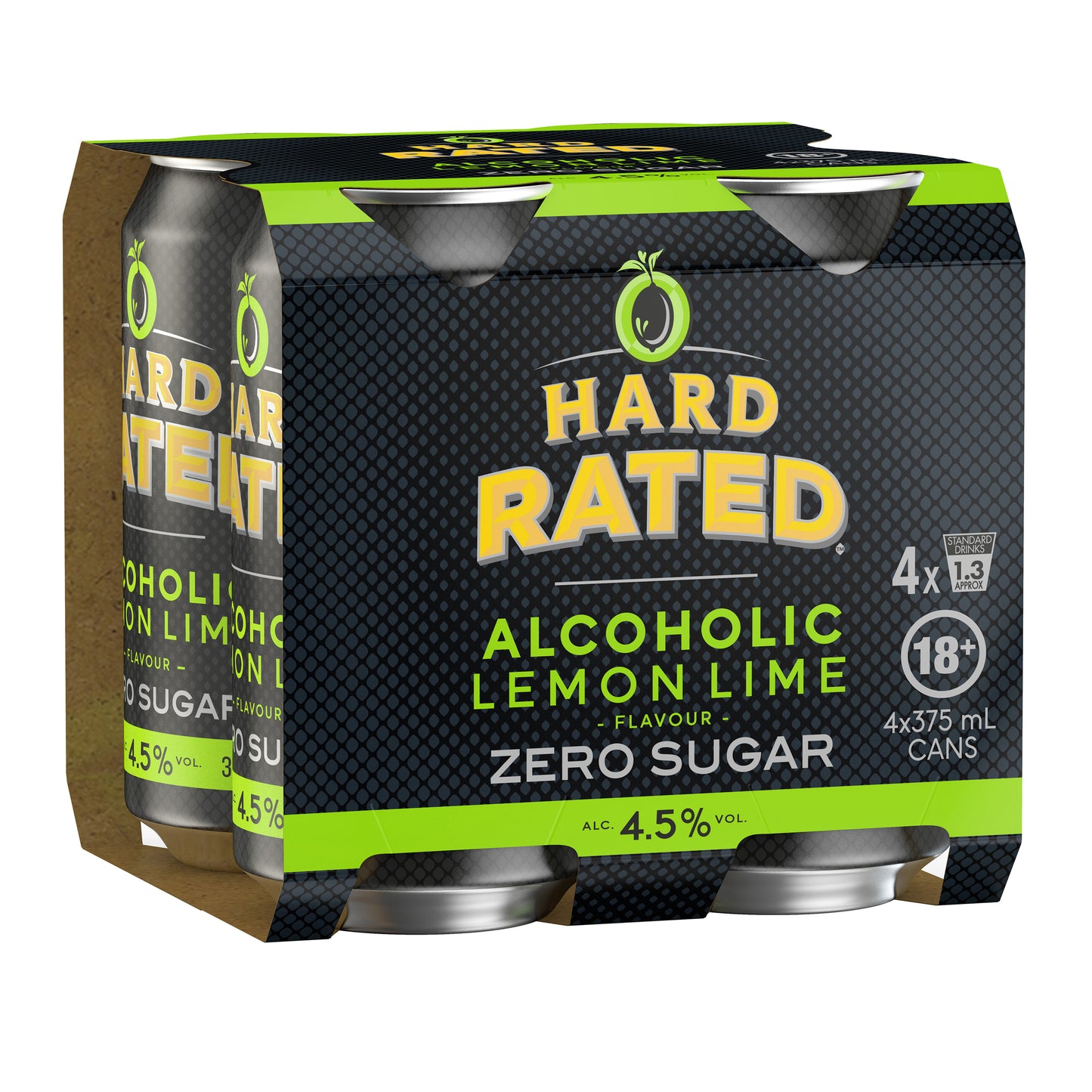 Hard Rated Zero Sugar Alcoholic Lemon Lime Cans 375ml