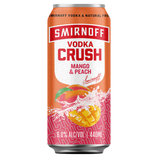Smirnoff Vodka Crush Mango & Peach 6% Cans 440ml