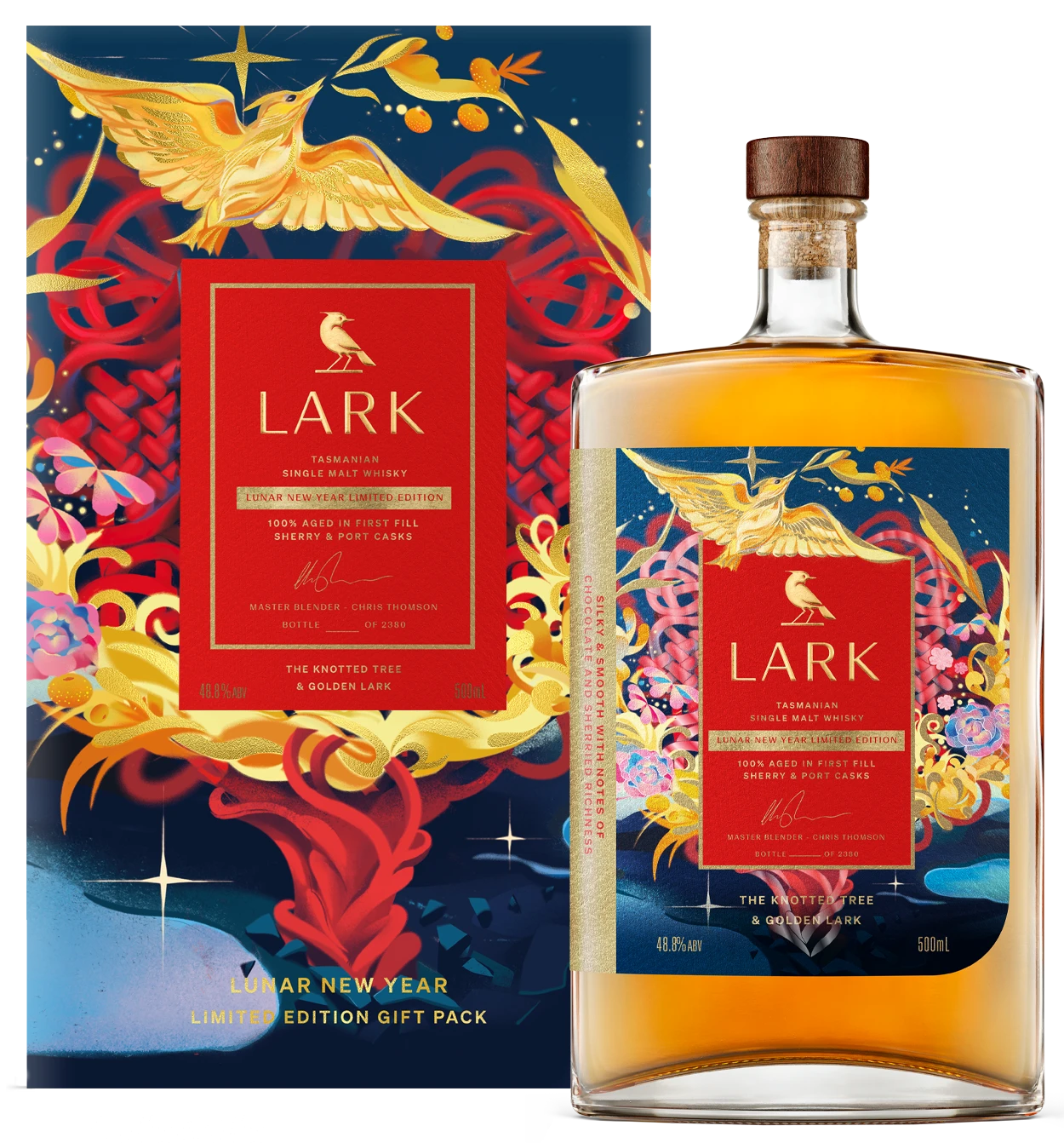 Lark Lunar New Year The Knotted Tree & Golden Lark Single Malt Australian Whisky 500ml