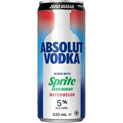 Absolut Vodka & Sprite Zero Watermelon 5% Cans 330ml