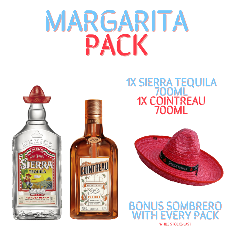 Sierra Silver Tequila + Cointreau Orange Liqueur Margarita Pack 700ml + Bonus Sombrero