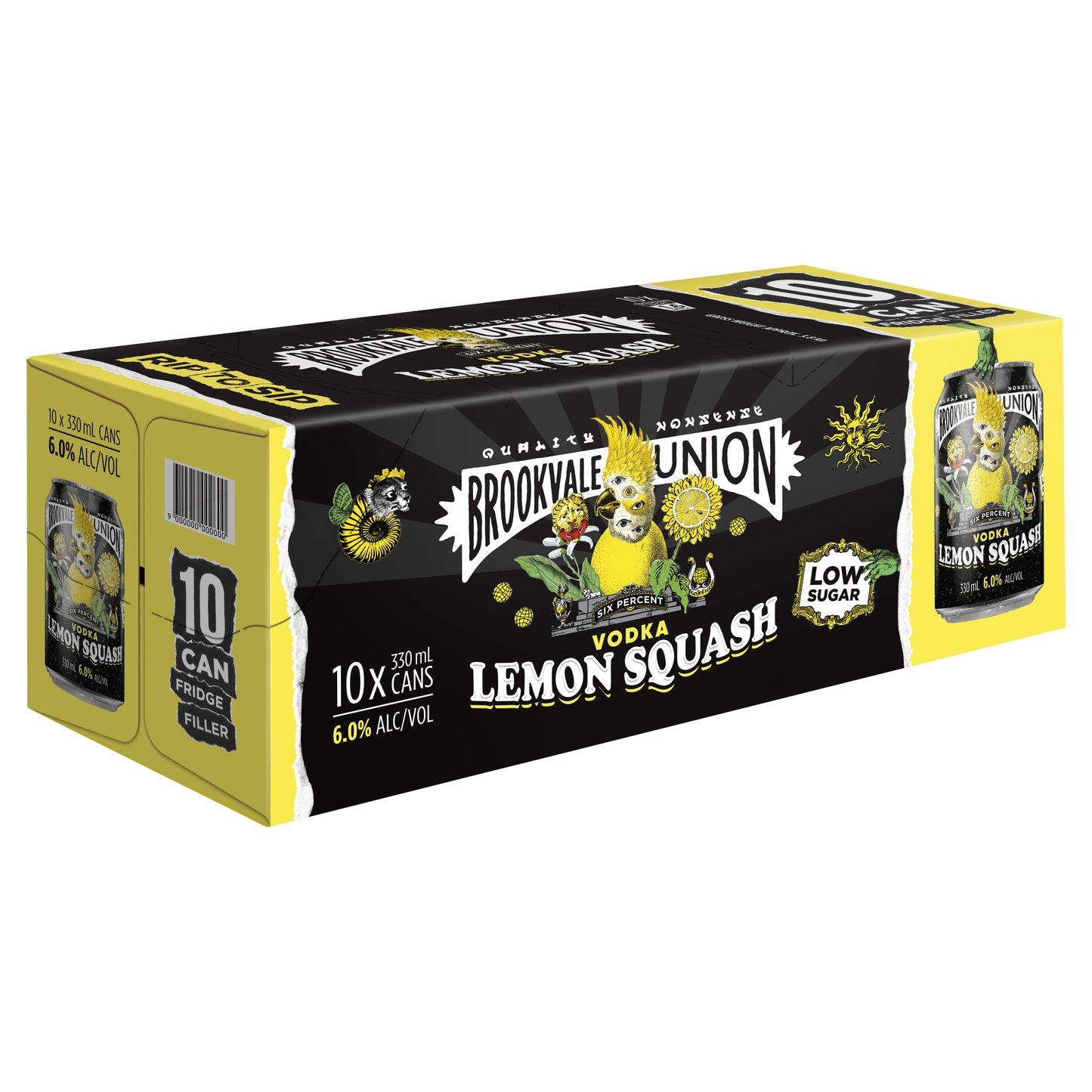 Brookvale Union Vodka Lemon Squash 6% Cans 10 Pack Cans 330ml