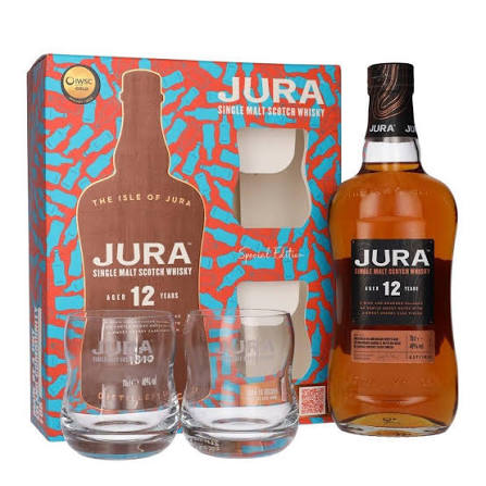 Jura 12 Year Old Whisky + 2 Glasses 700ml