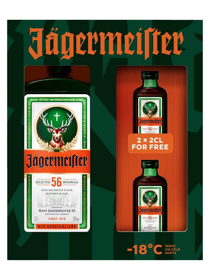 Jagermeister Herbal Liqueur Gift Pack 700ml + 2 x Miniature 20ml