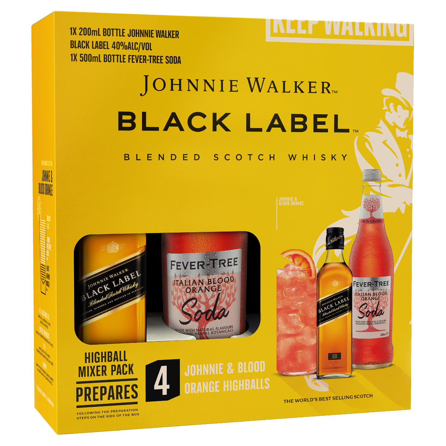 Johnnie Walker Black Label Blended Scotch Whisky Highball Giftpack 200ml