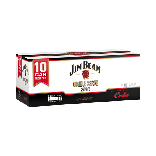 Jim Beam Bourbon & Cola Double Serve 10 Pack Cans 375ml