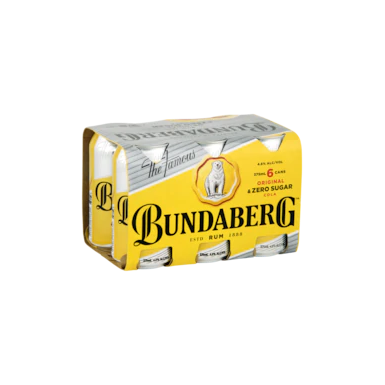 Bundaberg Original Rum & Zero Sugar Cola Cans 375ml