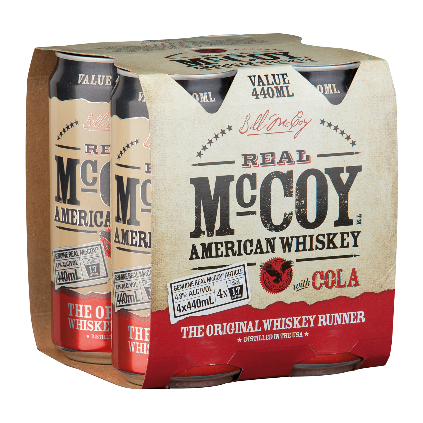 Real McCoy Whiskey and Cola Cans 440ml