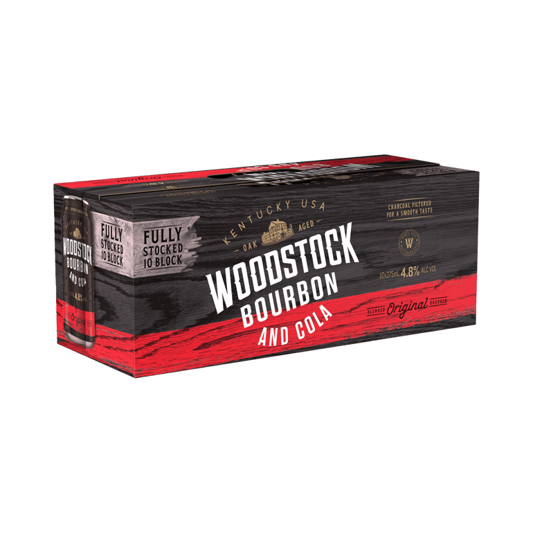 Woodstock Bourbon & Cola 4.8% 10 Pack Cans 375ml