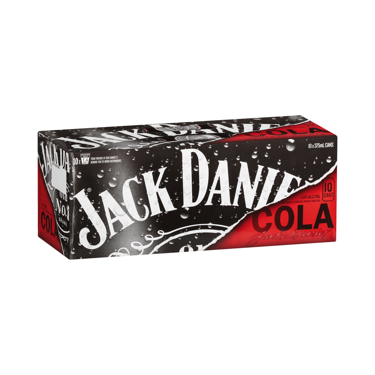 Jack Daniel's Tennessee Whiskey & Cola 10 Pack Cans 375ml