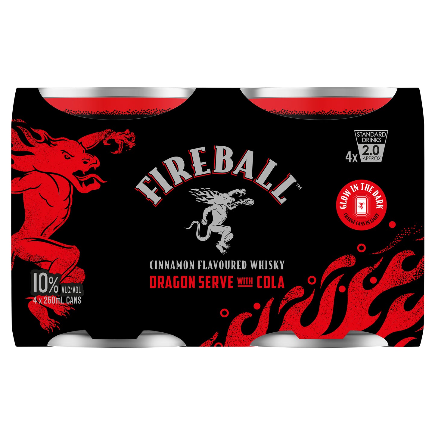 Fireball Cinnamon Whisky Dragon Serve With Cola 10% Cans 250ml