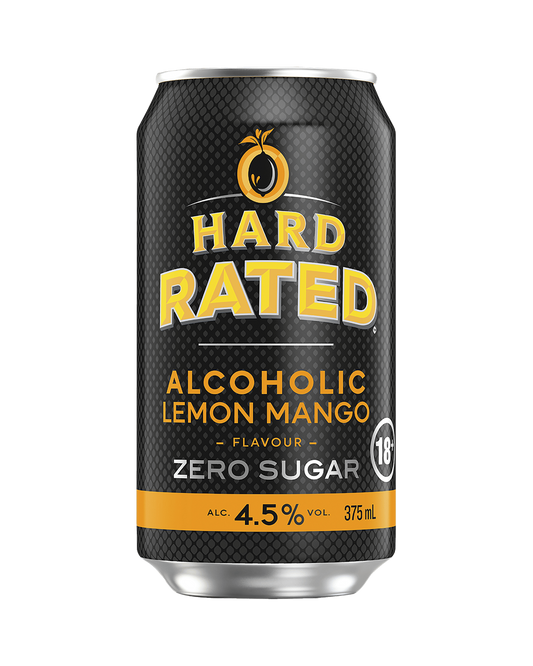 Hard Rated Alcoholic Lemon Mango Zero Sugar 4.5% Cans 375ml - Boozeit.com.au