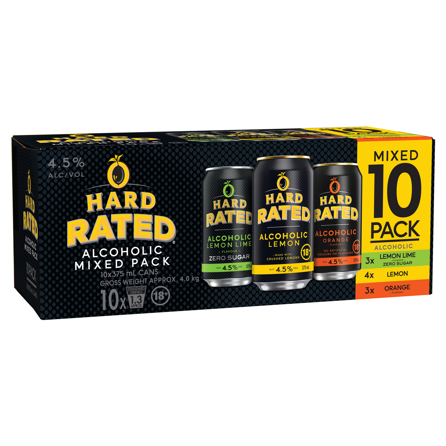 Hard Rated Alcoholic Mixed 10 Pack Cans 375ml