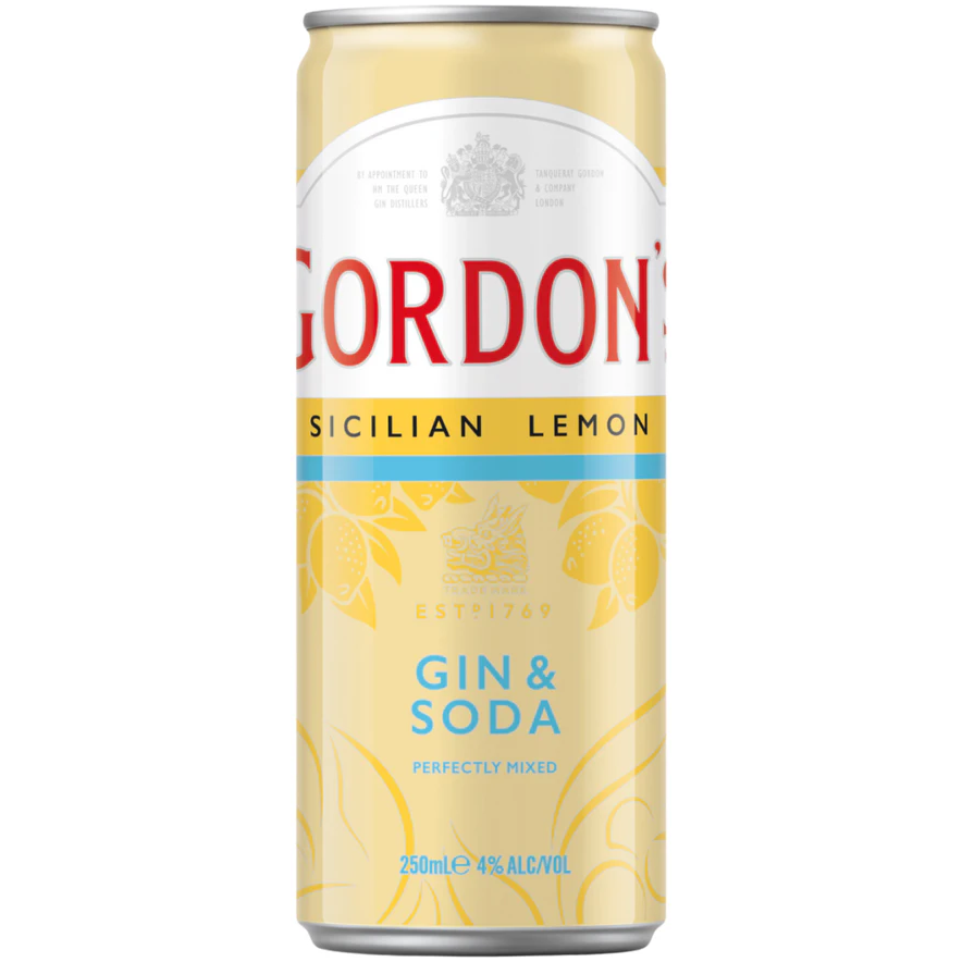 Gordon's Sicilian Lemon Gin & Soda Cans 250ml