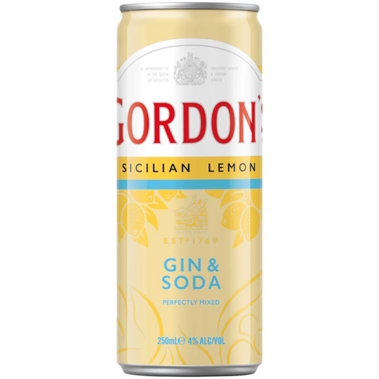 Gordon's Sicilian Lemon Gin & Soda Cans 250ml