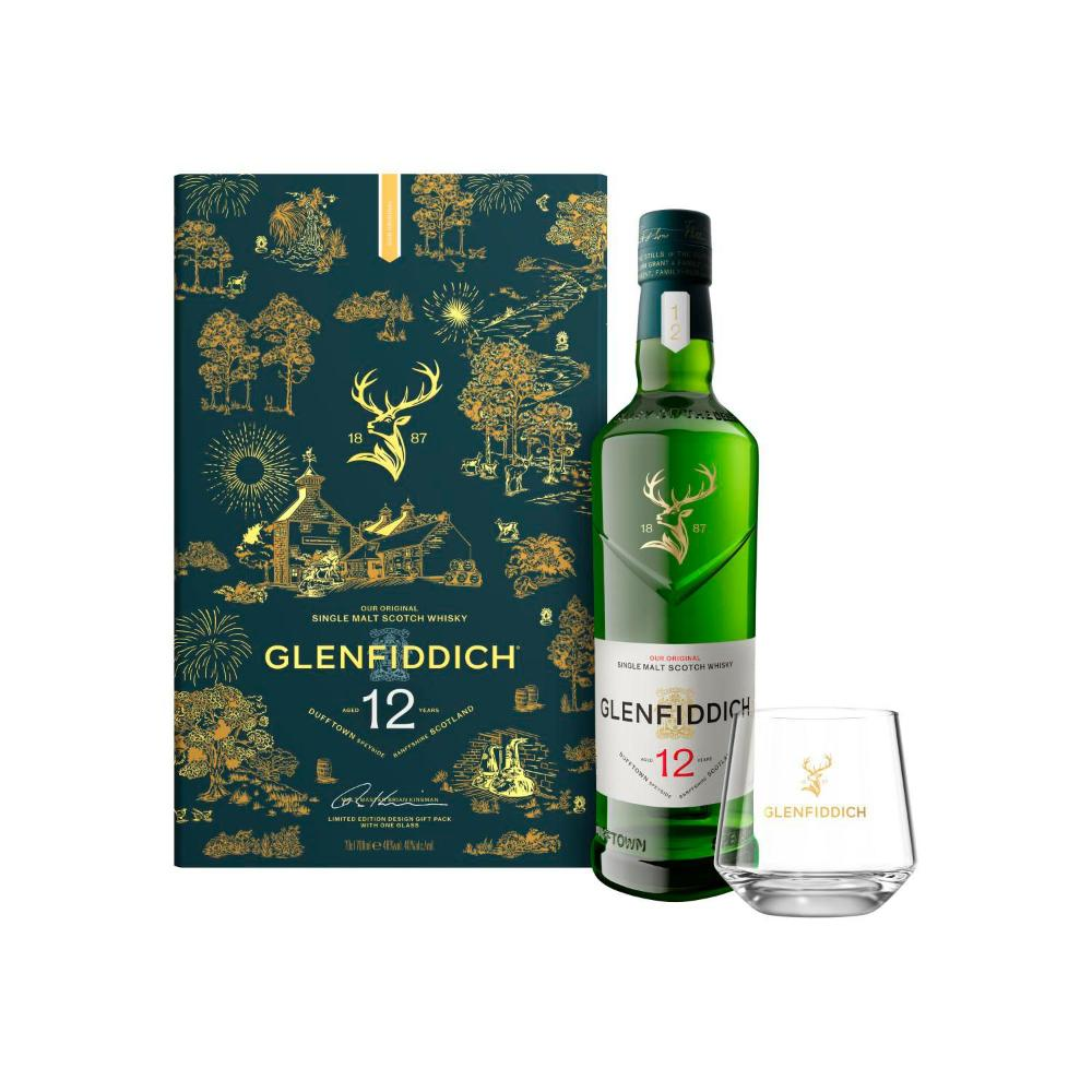 Glenfiddich 12 Year Old Single Malt Scotch Whisky 2026 Gift Pack 700ml