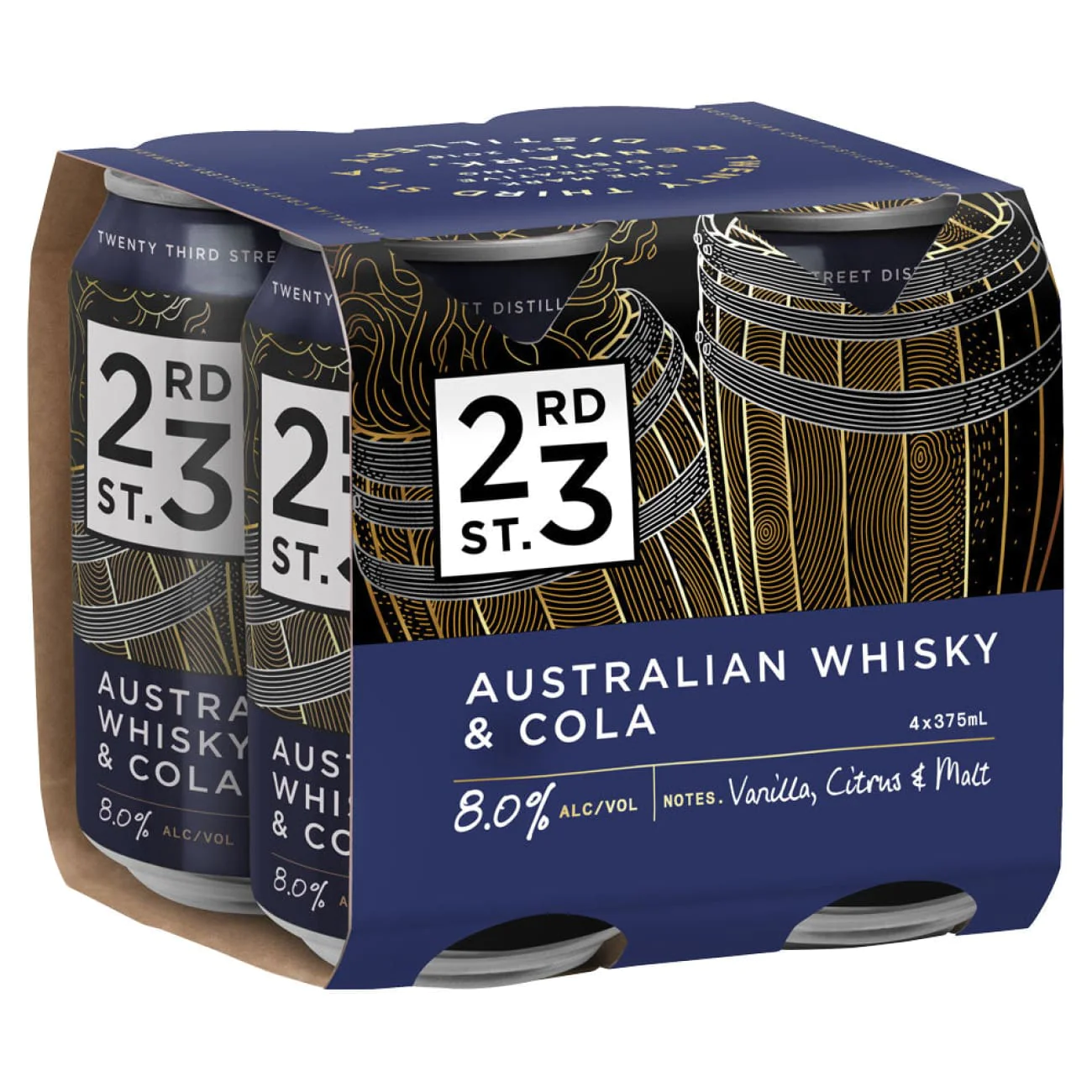 23rd Street Distillery Australian Whiskey & Cola 8% Cans 375ml