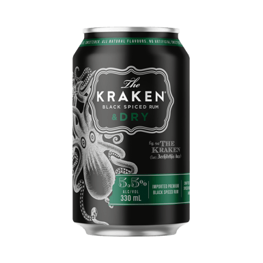 The Kraken Black Spiced Rum & Dry Cans 330ml