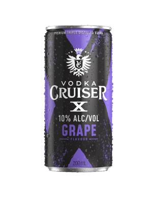 Vodka Cruiser X 10% Grape Cans 200ml - Boozeit.com.au