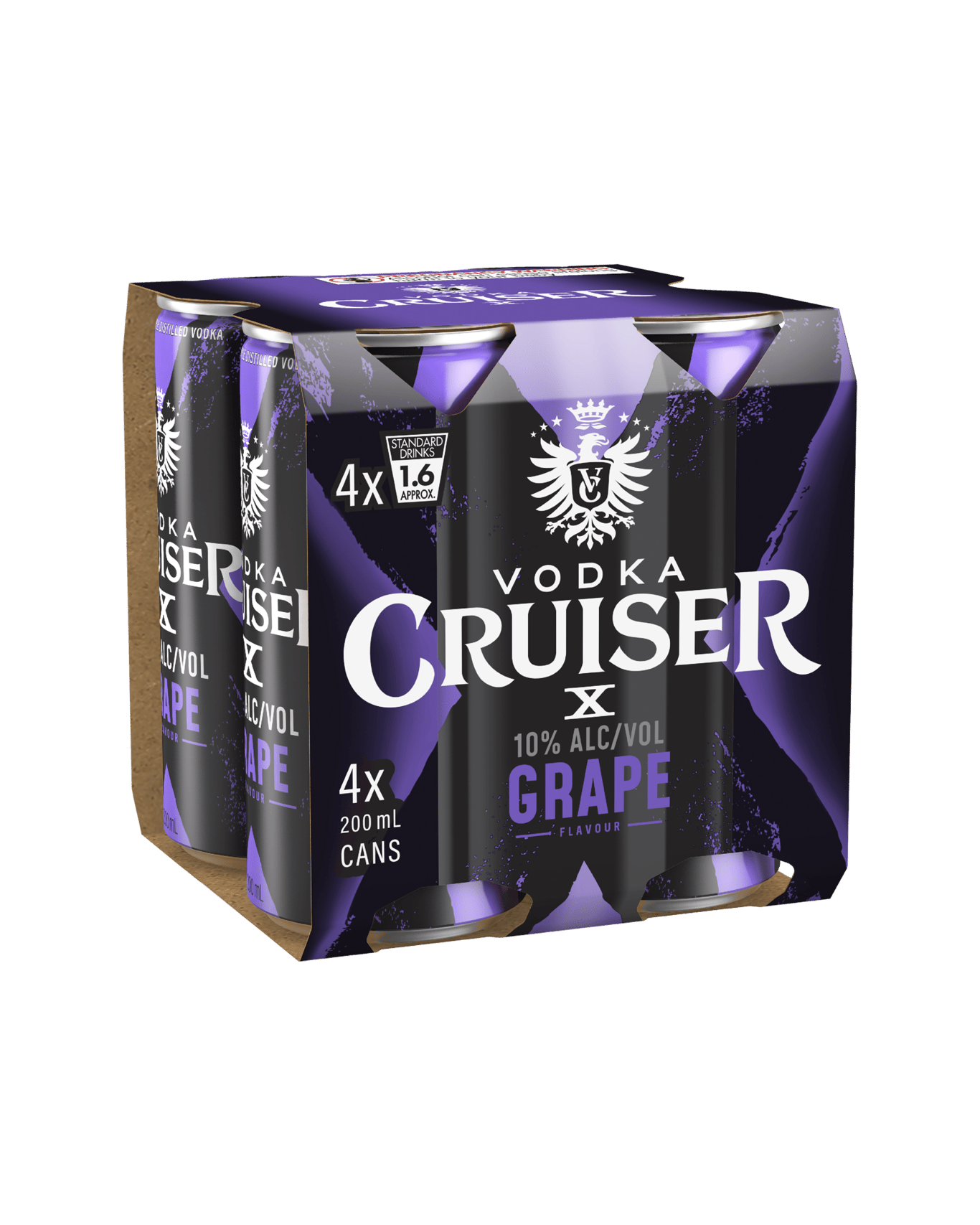 Vodka Cruiser X 10% Grape Cans 200ml - Boozeit.com.au