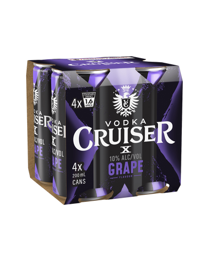 Vodka Cruiser X 10% Grape Cans 200ml - Boozeit.com.au