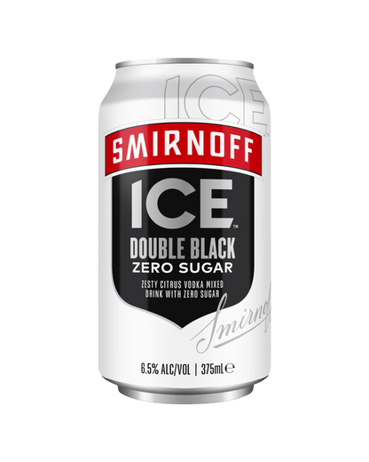Smirnoff Ice Double Black Zero Sugar 6.5% Cans 375ml