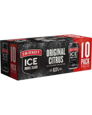 Smirnoff Ice Double Black Vodka 6.5% 10 Pack Cans 375ml