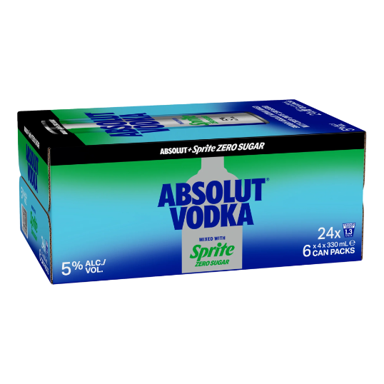 Absolut Vodka & Sprite Zero Sugar 5% Cans 330ml