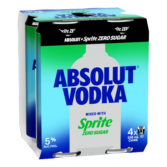 Absolut Vodka & Sprite Zero Sugar 5% Cans 330ml