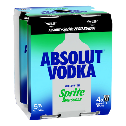 Absolut Vodka & Sprite Zero Sugar 5% Cans 330ml