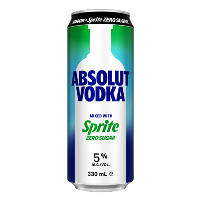 Absolut Vodka & Sprite Zero Sugar 5% Cans 330ml