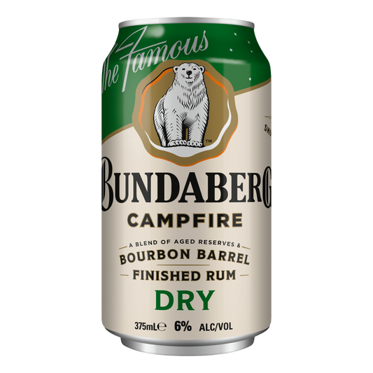 Bundaberg Campfire Bourbon Barrel Rum and Dry 6% Cans 375ml - Boozeit.com.au