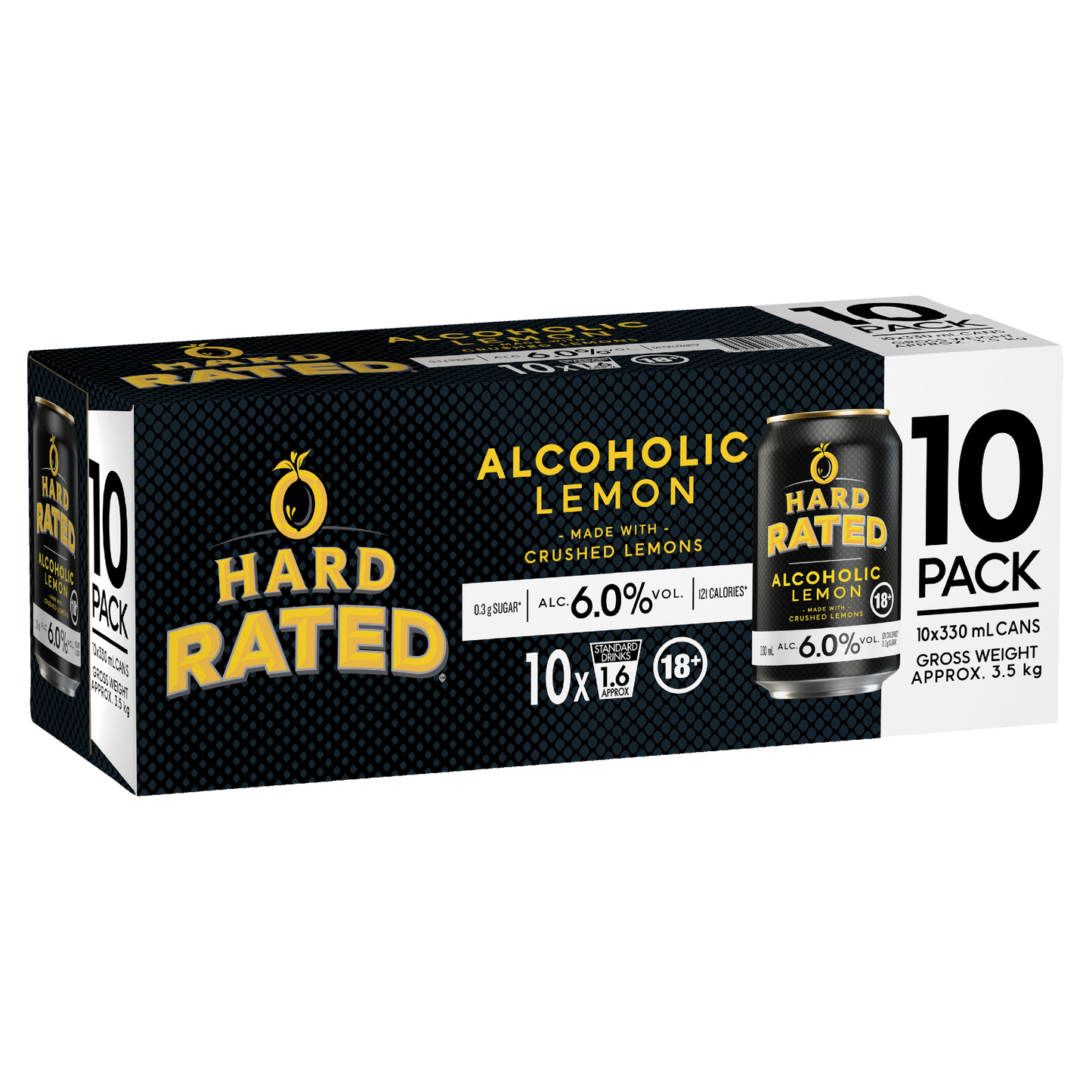 Hard Rated Alcoholic Lemon 6% 10 Pack Cans 330ml