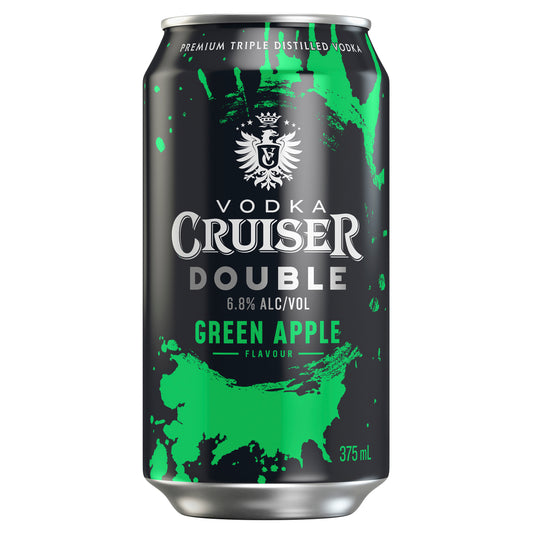 Vodka Cruiser Double Low Sugar Green Apple 6.8% Cans 375ml