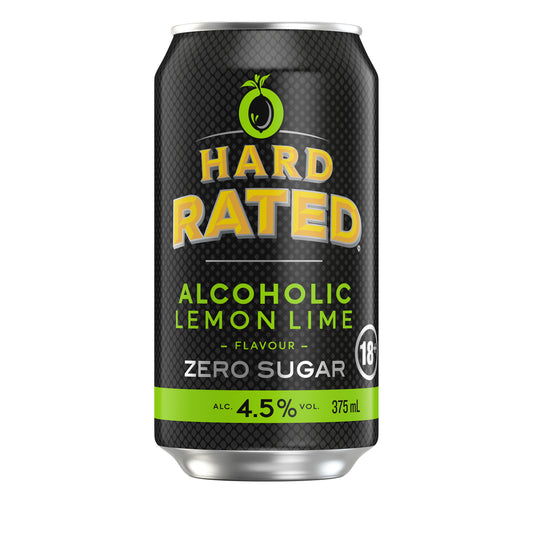 Hard Rated Zero Sugar Alcoholic Lemon Lime Cans 375ml