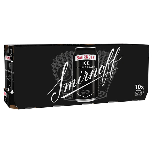 Smirnoff Ice Double Black Vodka 6.5% 10 Pack Cans 375ml