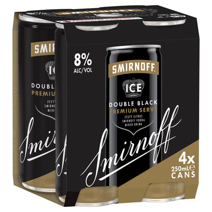 Smirnoff Ice Double Black Premium Serve 8% Vodka Cans 250ml