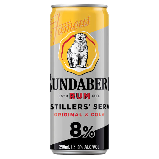 Bundaberg Rum & Cola Distillers' Serve 8% Cans 250ml