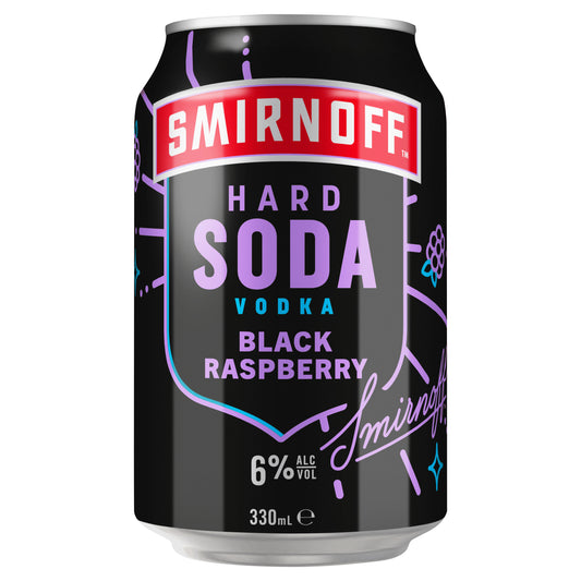 Smirnoff Hard Soda Black Raspberry 6% Cans 330ml