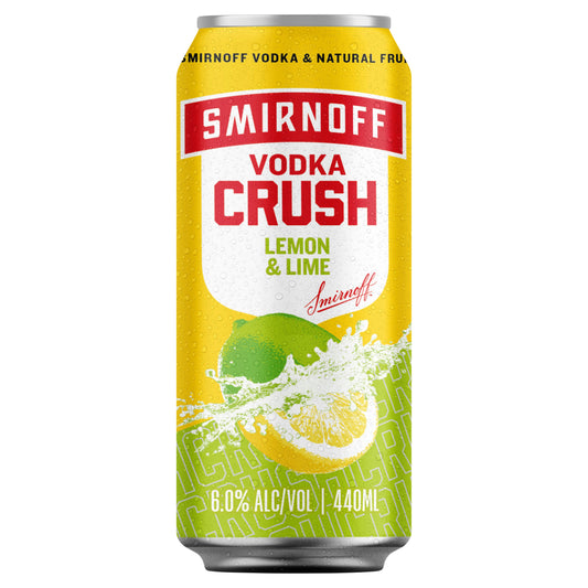 Smirnoff Vodka Crush Lemon & Lime 6% Cans 440ml