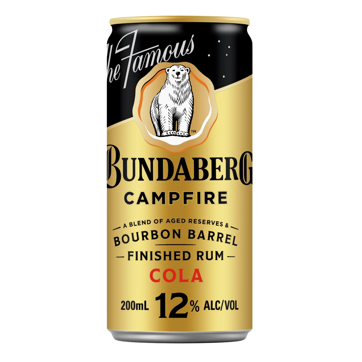 Bundaberg Campfire Bourbon Barrel Rum and Cola 12% Cans 200ml