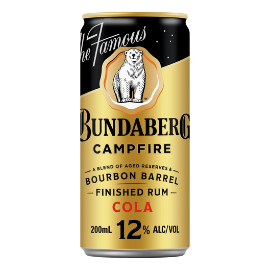 Bundaberg Campfire Bourbon Barrel Rum and Cola 12% Cans 200ml
