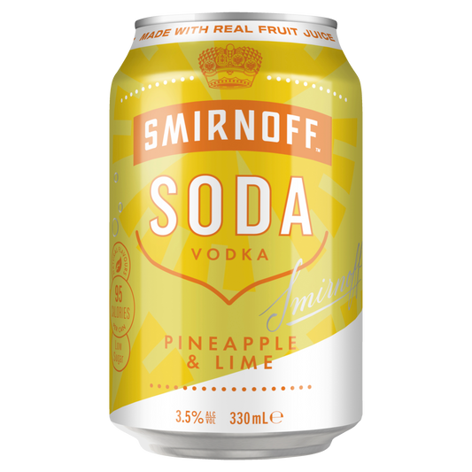 Smirnoff Soda Pineapple & Lime Cans 330ml