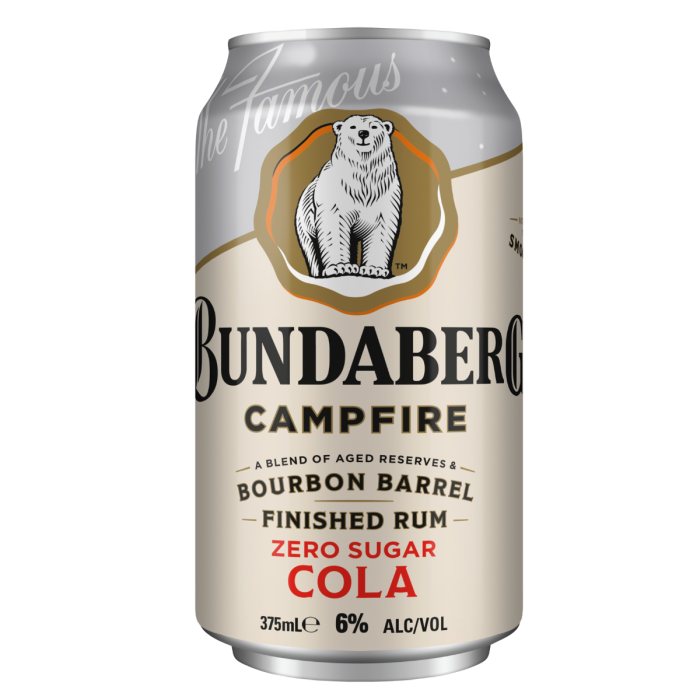 Bundaberg Campfire Bourbon Barrel Rum and Zero Sugar Cola 6% Cans 375ml
