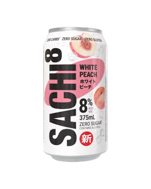 Sachi8 White Peach Zero Sugar Cans 375ml