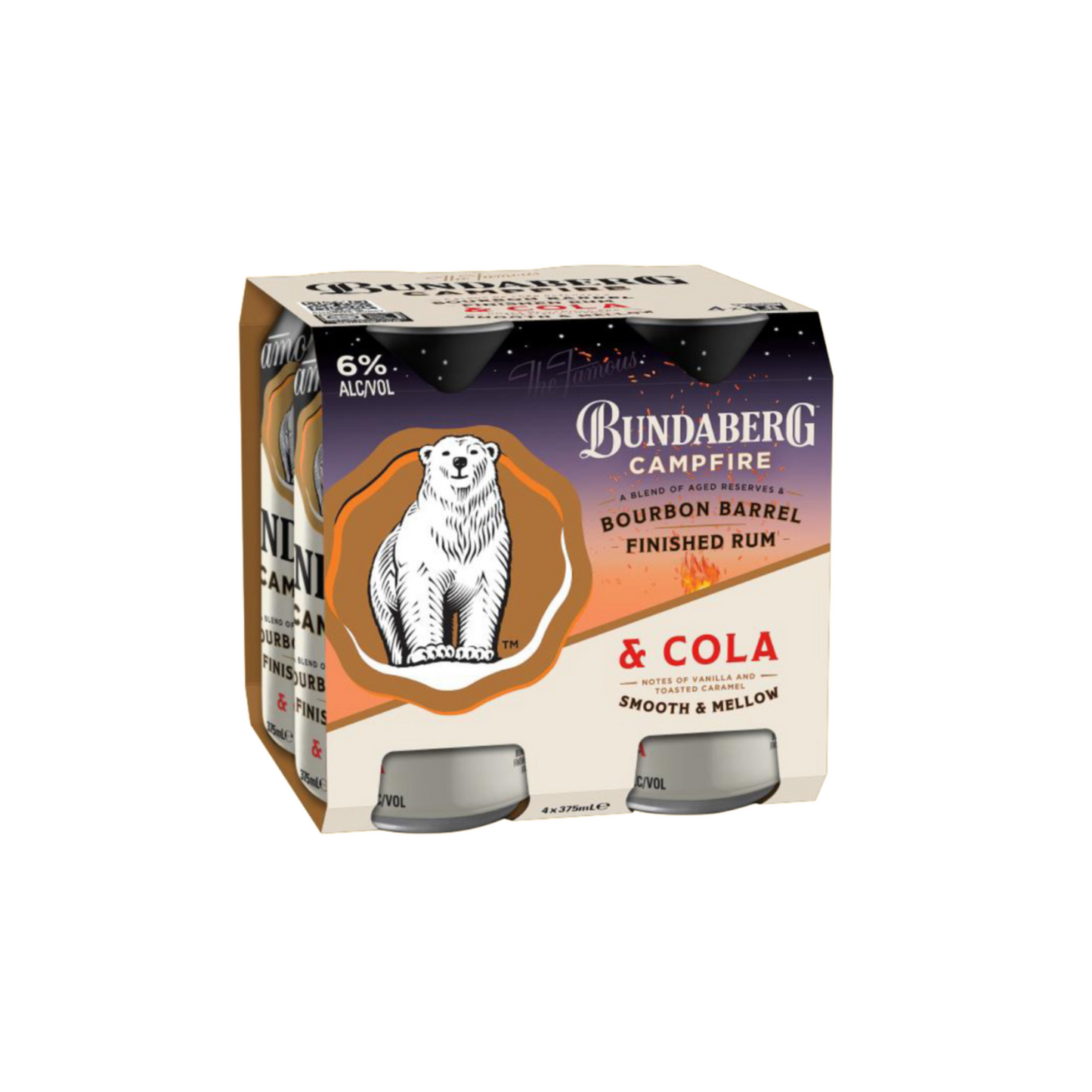 Bundaberg Campfire Bourbon Barrel Rum and Cola Cans 375ml