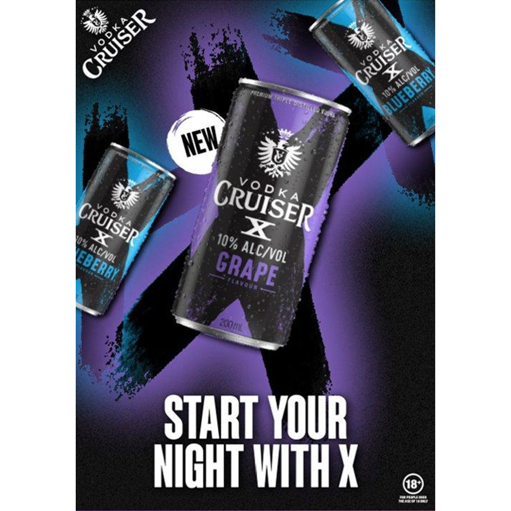 Vodka Cruiser X 10% Grape Cans 200ml – Boozeit.com.au