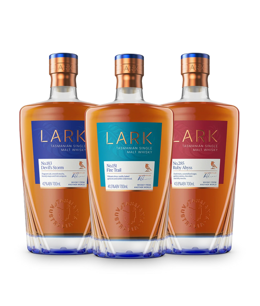Lark The Complete Signature Collection Fire Trail, Devils Storm & Ruby Abyss Tasmanian Single Malt Whisky 3x700ml