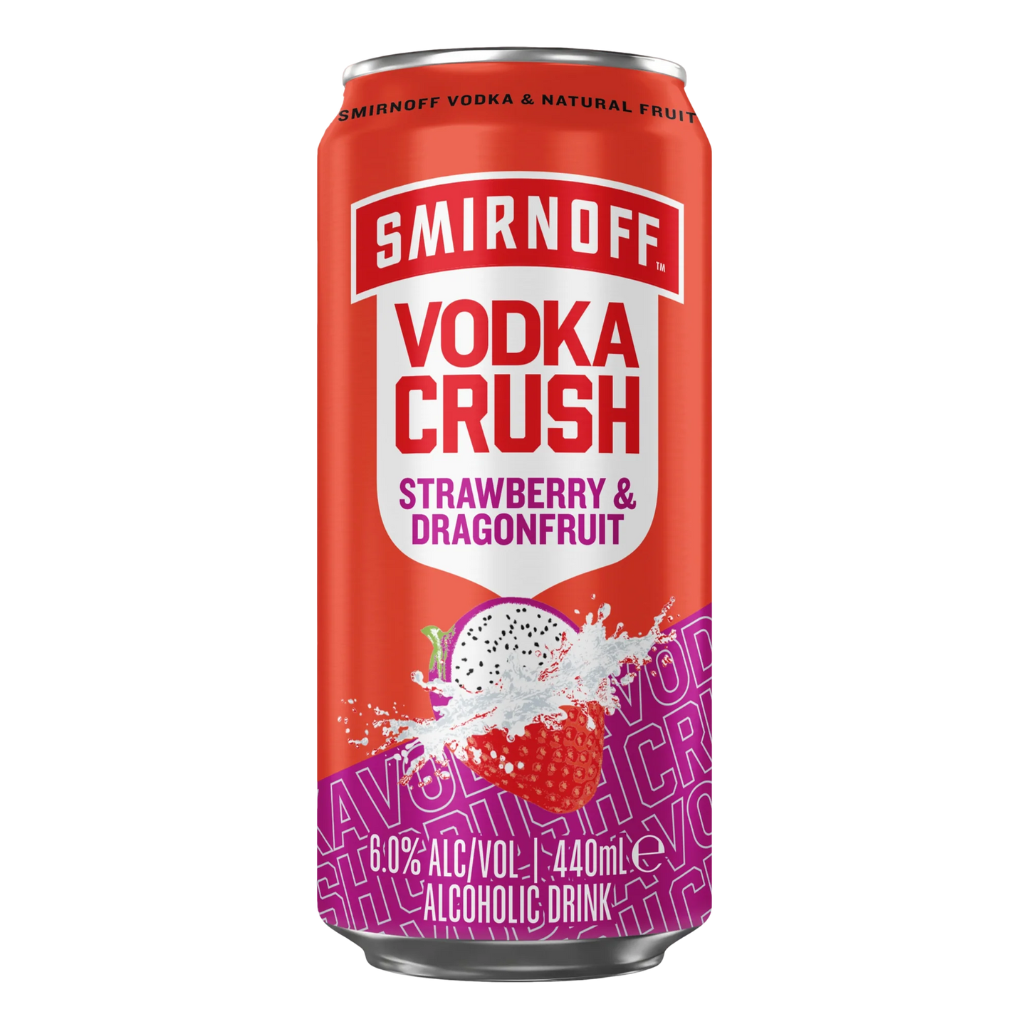 Smirnoff Vodka Crush Strawberry & Dragonfruit 6% Cans 440ml